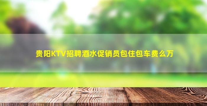 贵阳KTV招聘酒水促销员包住包车费么万